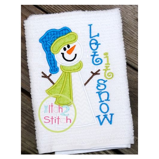 Snowman Let It Snow Applique | Machine Embroidery Designs by JuJu