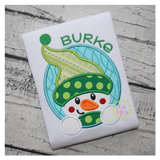 Snowman Oval Applique | Machine Embroidery Designs by JuJu