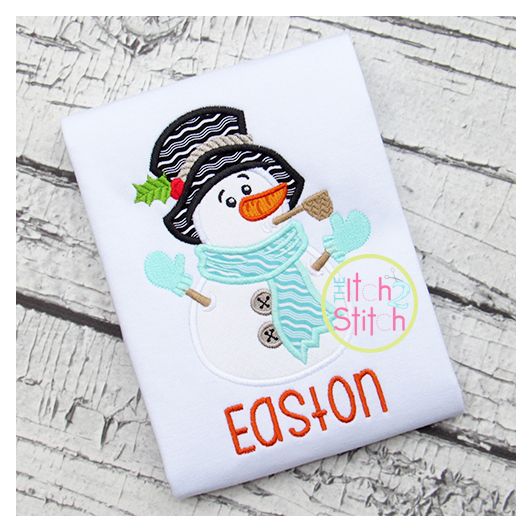 Snowman Pipe Applique | Machine Embroidery Designs by JuJu