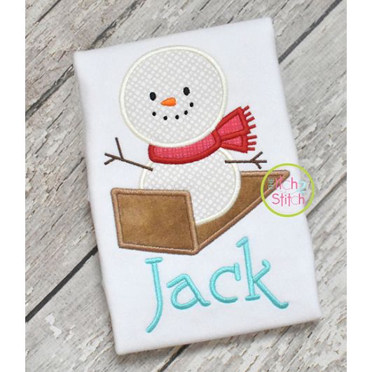 Snowman Sled Applique | Machine Embroidery Designs by JuJu