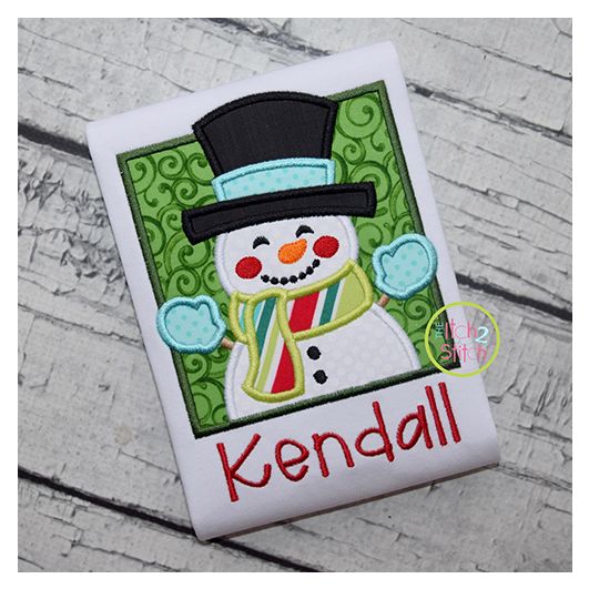 Snowman Square Applique | Machine Embroidery Designs by JuJu