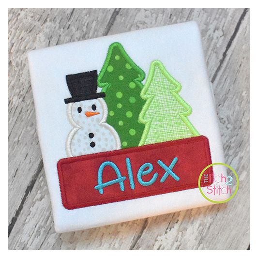 Snowman Trees Applique | Machine Embroidery Designs by JuJu