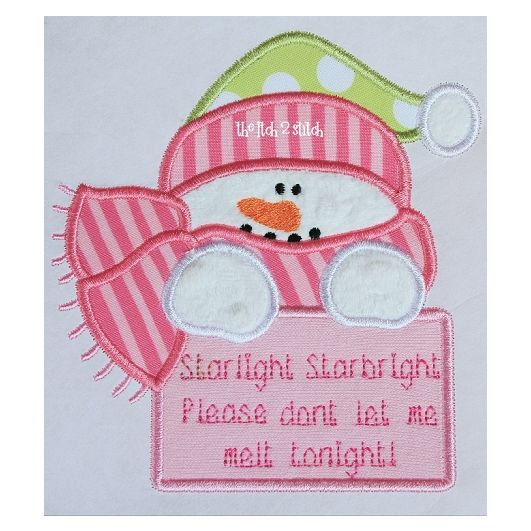 Snowman Wish Applique | Machine Embroidery Designs by JuJu