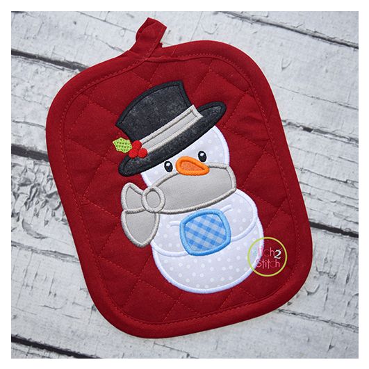 Snowman with Muff Applique | Machine Embroidery Designs by JuJu