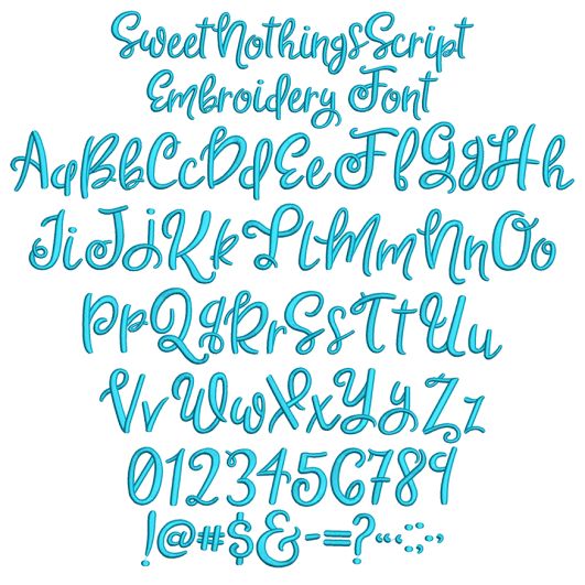 Sweet Nothings Script Embroidery Font | Machine Embroidery Designs by JuJu
