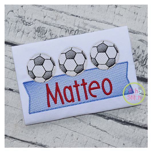 Soccer Ball Trio Banner Sketch | Machine Embroidery Designs by JuJu