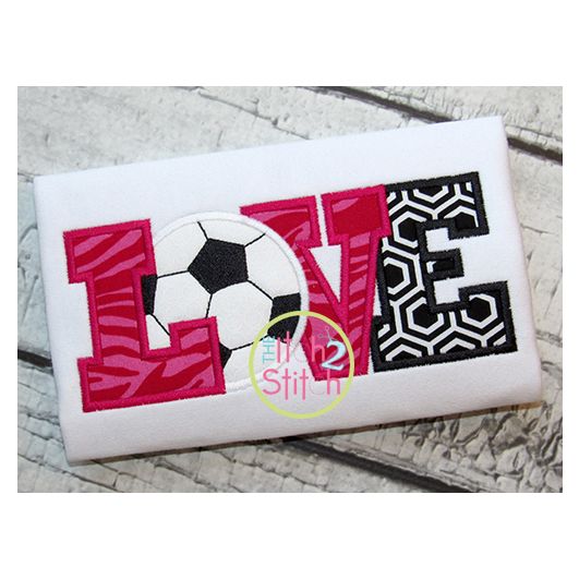 Soccer Love Applique | Machine Embroidery Designs by JuJu