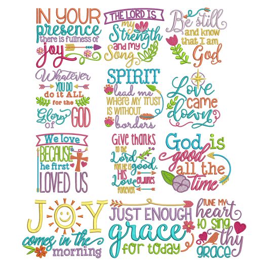 Soulful Sayings Set 1 Machine Embroidery Designs by JuJu
