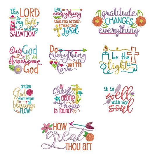 Soulful Sayings Set 2 Christian Machine Embroidery Designs by JuJu
