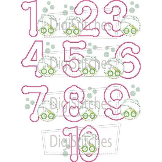 Spa Birthday Numbers Applique