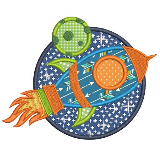 Free Space Rocket Applique Machine Embroidery Designs by JuJu