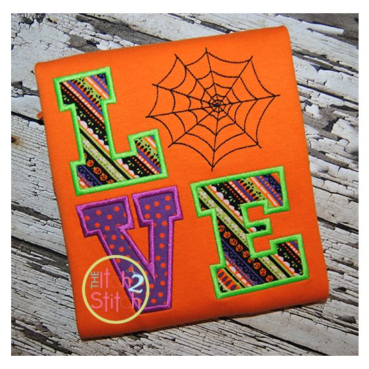 Spider Web LOVE Applique | Machine Embroidery Designs by JuJu