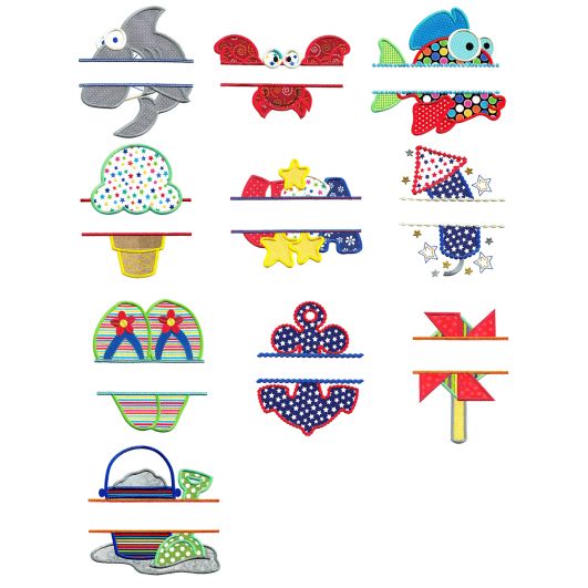Split Summer Applique Machine Embroidery Designs by JuJu 
