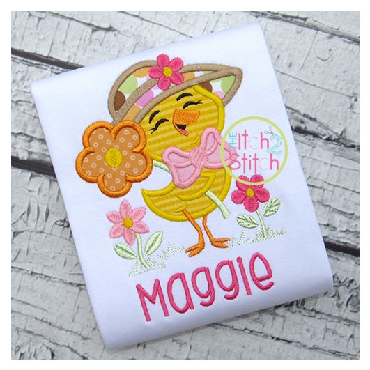 Itch 2 Stitch Spring Chick Flower Digital Embroidery Machine Designs by JuJu