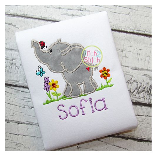 Spring Elephant Applique | Machine Embroidery Designs by JuJu