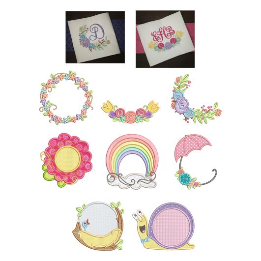 Spring Monogram Frames Machine Embroidery Designs By JuJu