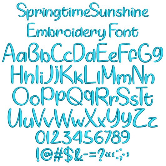 Springtime Sunshine Embroidery Font | Machine Embroidery Designs by JuJu