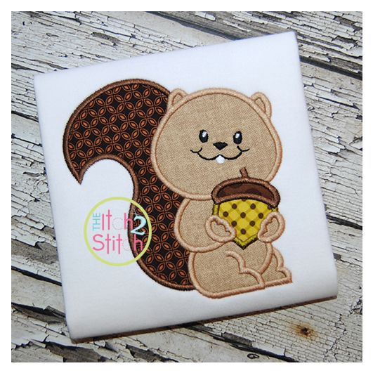 Squirrel Acorn Applique | Machine Embroidery Designs by JuJu