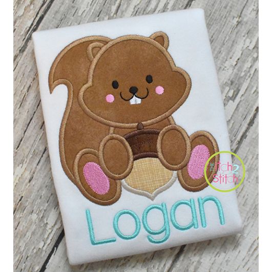 Squirrel Acorn Boy 2 Applique | Machine Embroidery Designs by JuJu