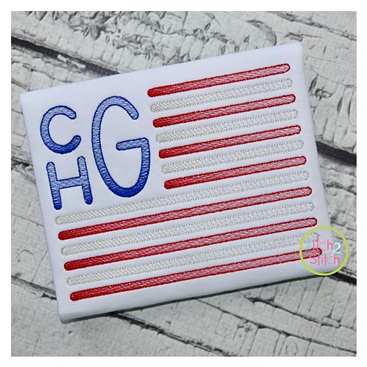Stacked Sans SKETCH Flag Frame Embroidery | Machine Embroidery Designs by JuJu