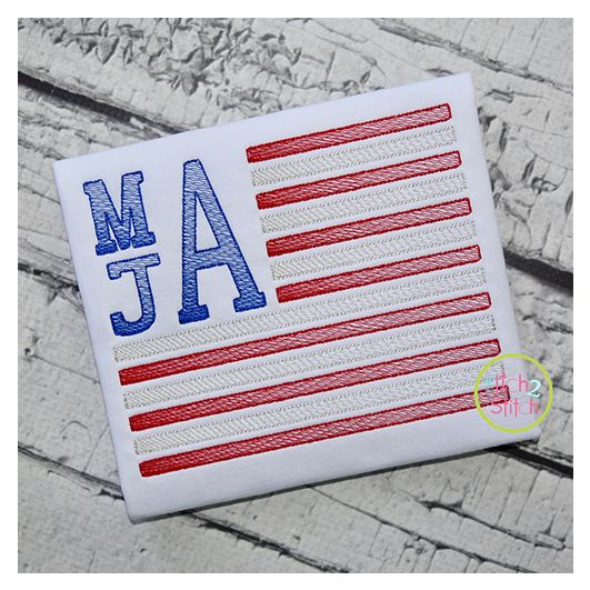 Stacked Serif SKETCH Flag Frame Embroidery | Machine Embroidery Designs by JuJu