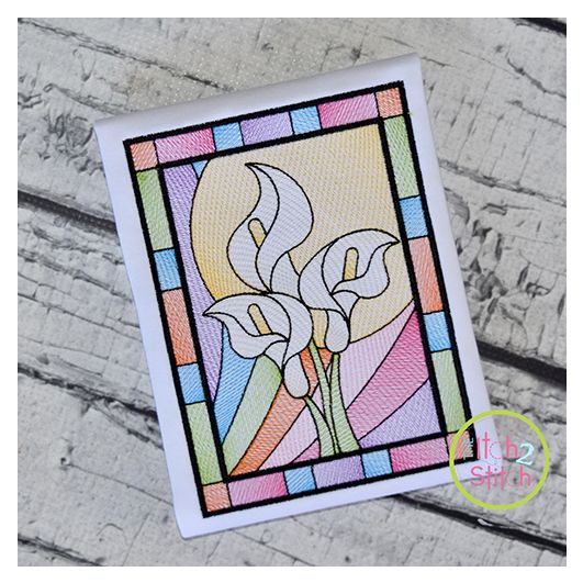 Itch 2 Stitch Stained Glass Lilies Sketch Digital Embroidery Machine Designs by JuJu