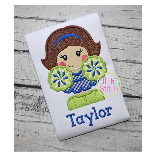 Standing Cheerleader Applique | Machine Embroidery Designs by JuJu