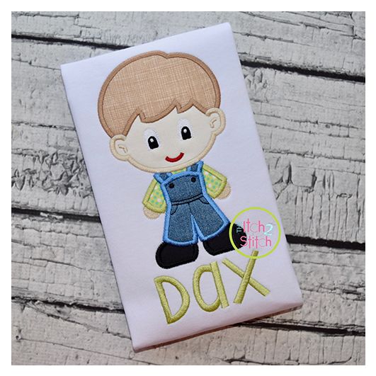 Standing Farm Boy Applique | Machine Embroidery Designs by JuJu