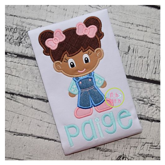Standing Farm Girl Applique | Machine Embroidery Designs by JuJu