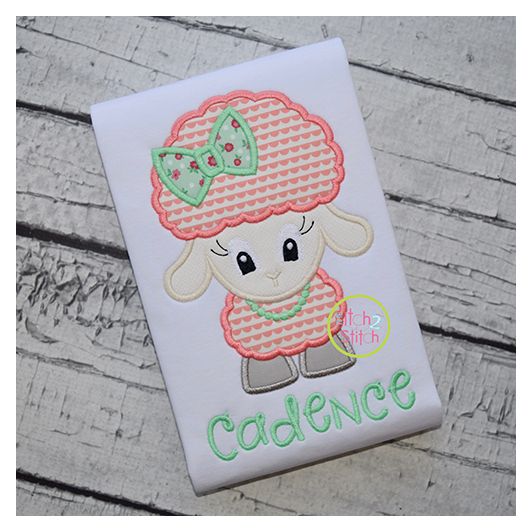 Standing Lamb Girl Applique | Machine Embroidery Designs by JuJu