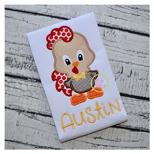 Standing Rooster Boy Applique | Machine Embroidery Designs by JuJu