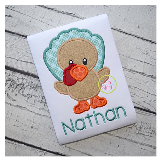 Standing Turkey Boy Applique | Machine Embroidery Designs by JuJu