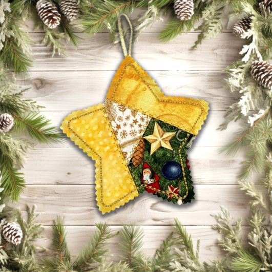 ITH Crazy Patch Ornament Star | Machine Embroidery Designs by JuJu