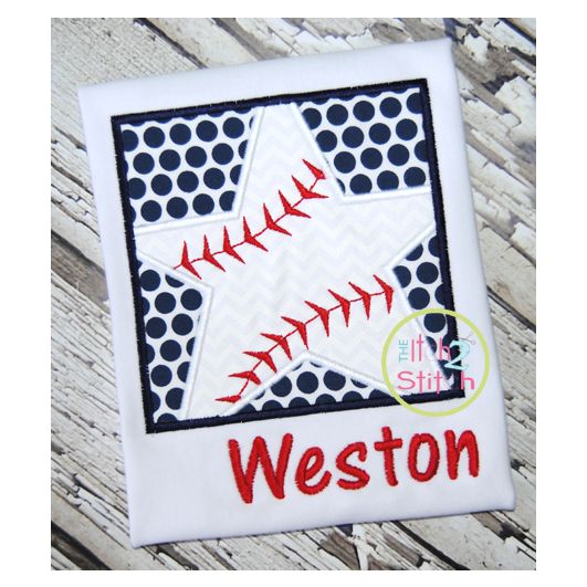 Baseball Star Box Applique | Machine Embroidery Designs by JuJu