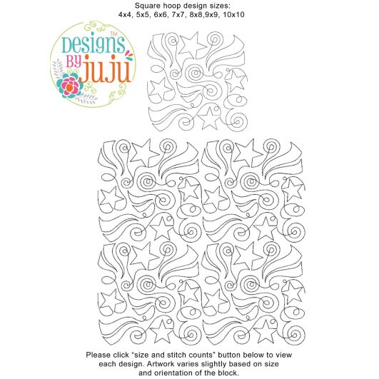 Stars Stripes Swirls End-to-End Quilting | Machine Embroidery Designs by JuJu
