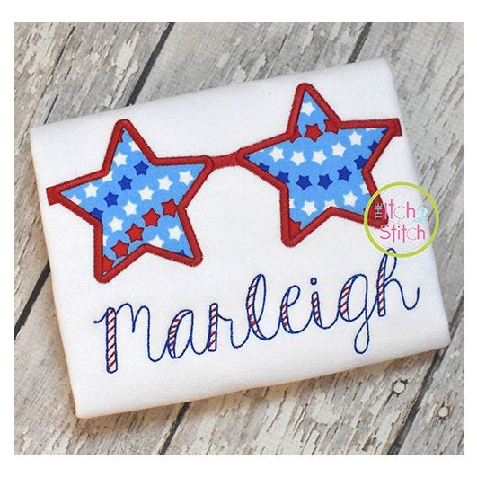 Star Sunglasses Applique | Machine Embroidery Designs by JuJu
