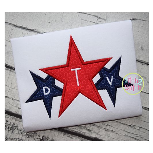 Star Trio Applique | Machine Embroidery Designs by JuJu