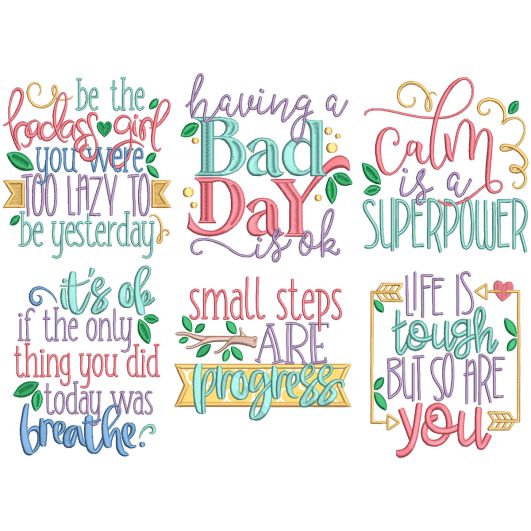Stay Positive Word Art Machine Embroidery Designs by JuJu