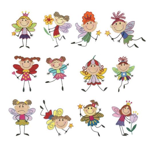 Meet the Stix Fairies Machine Embroidery Designs by JuJu
