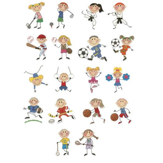 The Stix Kids Play Sports Machine Embroidery Designs by JuJu