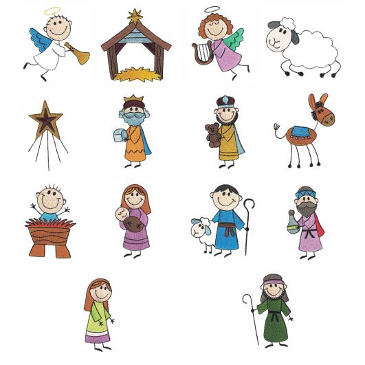 Stix Christmas Nativity Filled Machine Embroidery Designs by JuJu