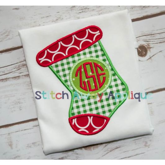 Christmas Stocking Monogram Circle | Machine Embroidery Designs by JuJu/ Stitch Away Applique 