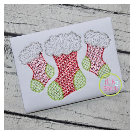 Stocking Trio Motif Embroidery | Machine Embroidery Designs by JuJu
