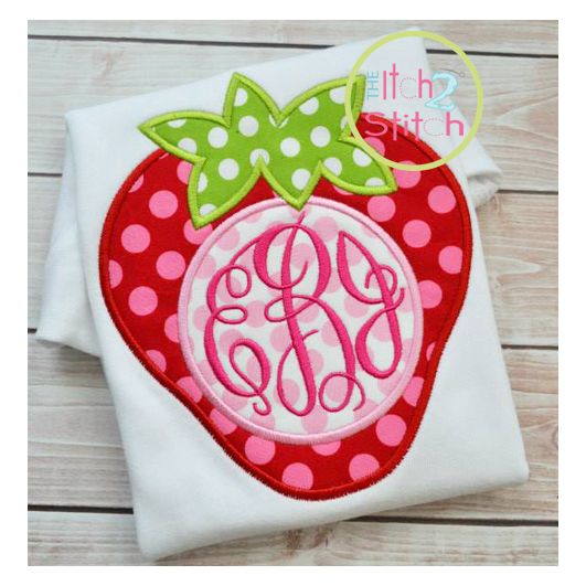 Strawberry Monogram Applique | Machine Embroidery Designs by JuJu