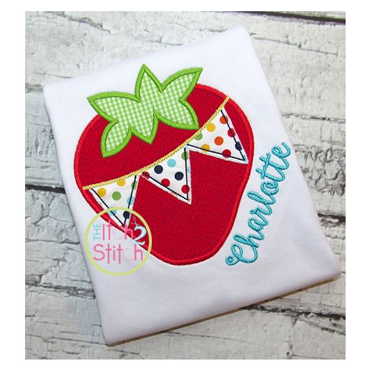 Strawberry Pennant Applique | Machine Embroidery Designs by JuJu
