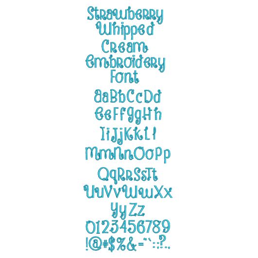 Strawberry Whipped Cream Embroidery Font | Machine Embroidery Designs by JuJu