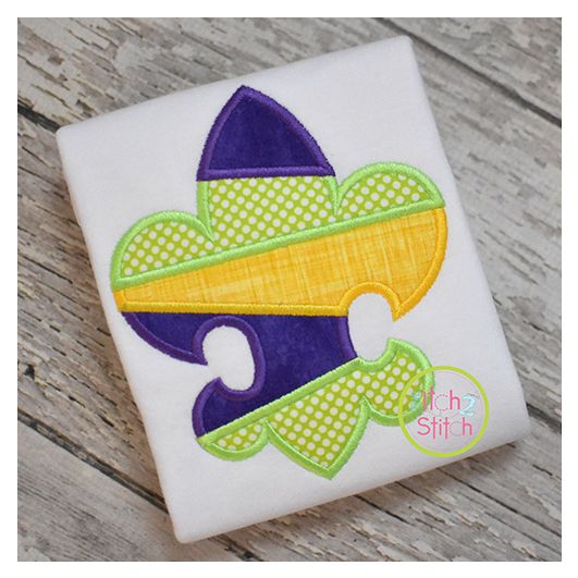 Striped Fleur De Lis Applique | Machine Embroidery Designs by JuJu