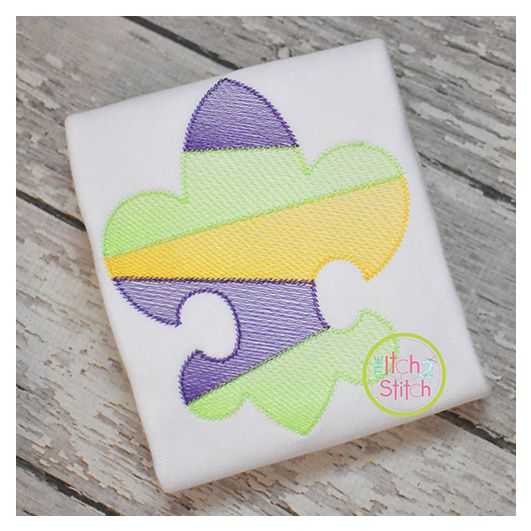 Striped Fleur De Lis Sketch | Machine Embroidery Designs by JuJu