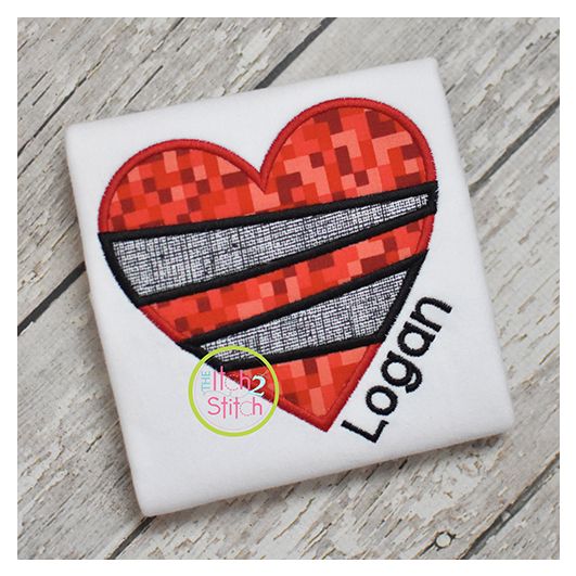 Striped Heart Applique | Machine Embroidery Designs by JuJu