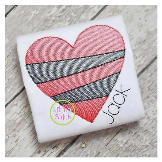 Striped Heart Sketch | Machine Embroidery Designs by JuJu
